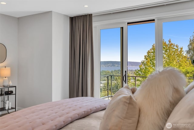 bedroom with recessed lighting