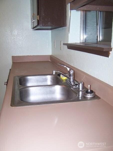 kitchen featuring dark brown cabinets and a sink