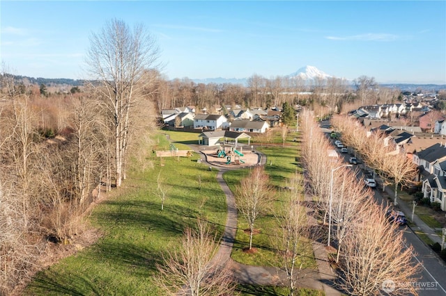 aerial view with a residential view and a mountain view