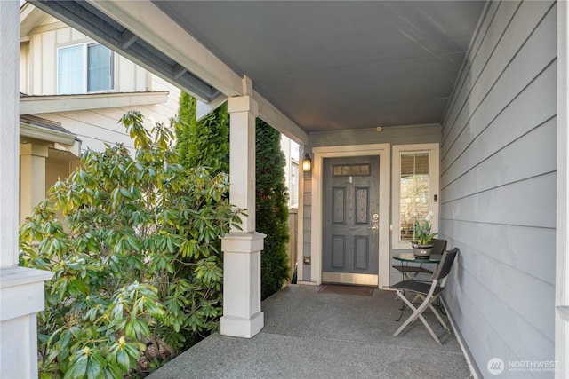 entrance to property with covered porch