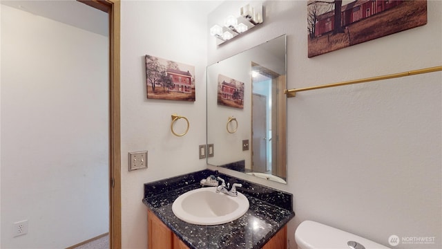 bathroom with toilet and vanity