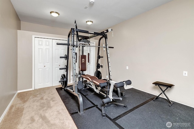 exercise area with baseboards