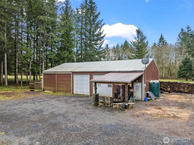 view of detached garage