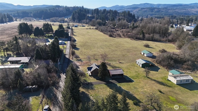106 Alder St, Pe Ell, WA 98572 - birds eye view of property with a rural view, a wooded view, and a mountain view