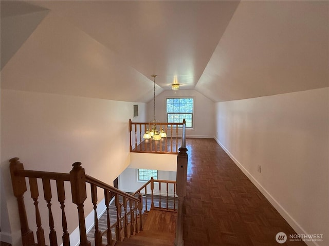 106 Alder St, Pe Ell, WA 98572 - additional living space featuring lofted ceiling, baseboards, and a chandelier
