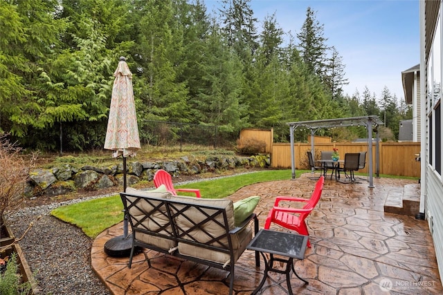 view of patio / terrace featuring a fenced backyard