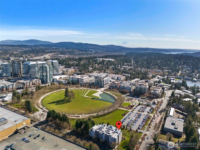 bird's eye view featuring a mountain view