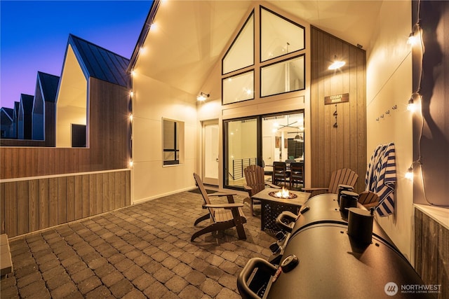 view of patio featuring an outdoor fire pit