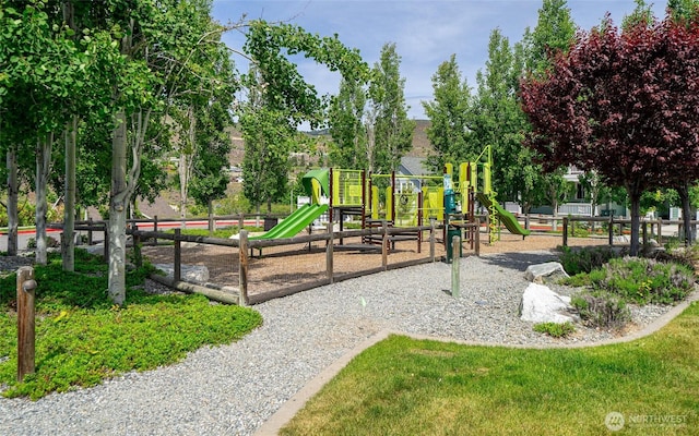 view of community jungle gym