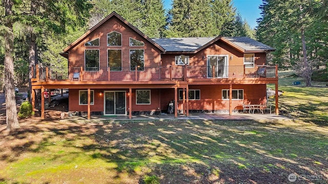 232 Upper Lakeview Rd, Underwood, WA 98672 - rear view of property with a lawn, a deck, and a patio area