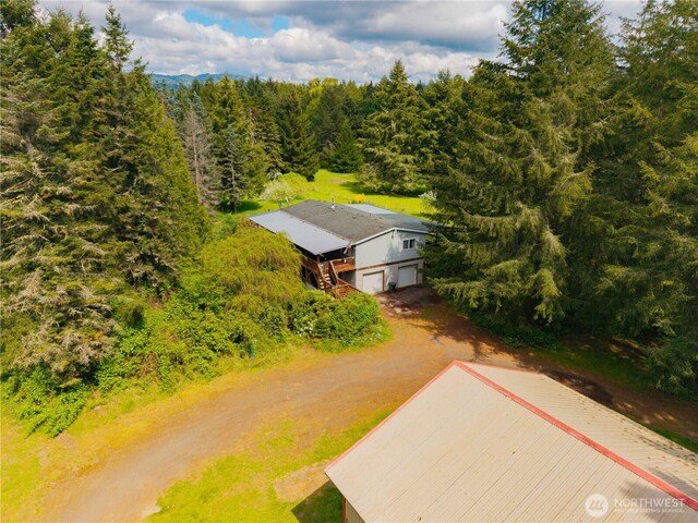 aerial view with a forest view