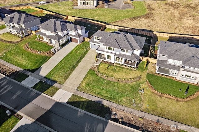 bird's eye view with a residential view