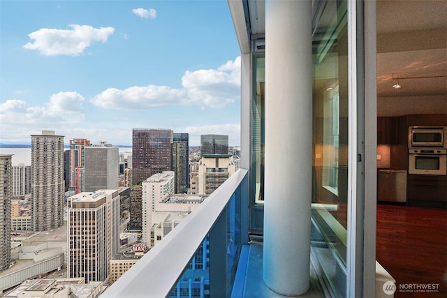 balcony with a view of city