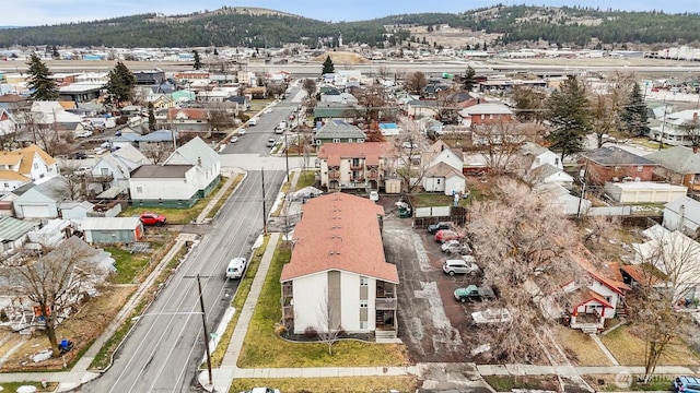 bird's eye view with a mountain view and a residential view