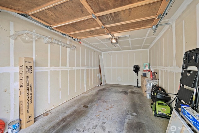 garage with a garage door opener