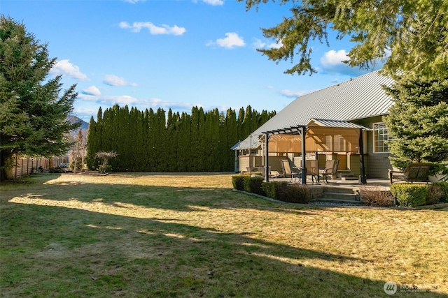 view of yard with a patio and fence