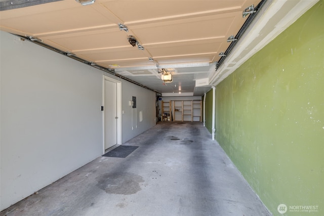 garage with a garage door opener