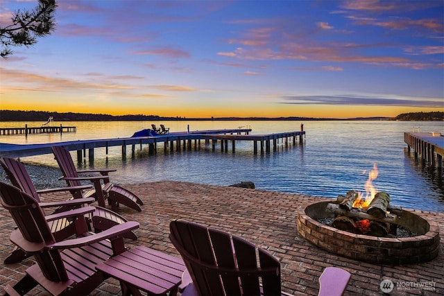 view of dock featuring a water view