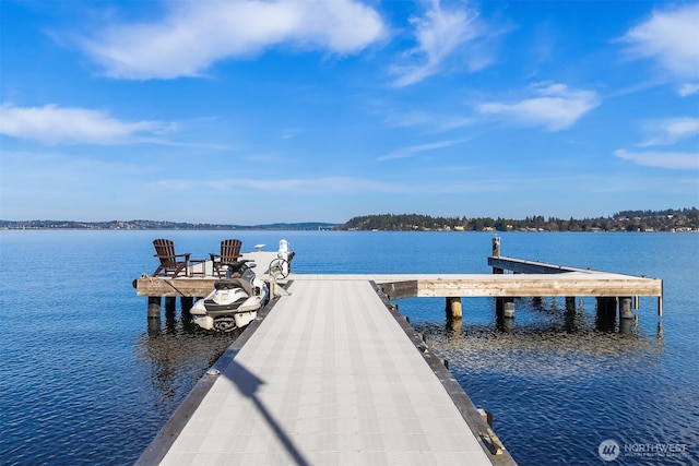 view of dock featuring a water view