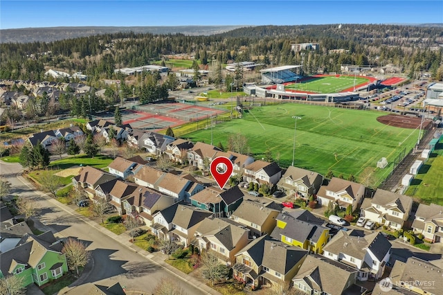 drone / aerial view featuring a residential view