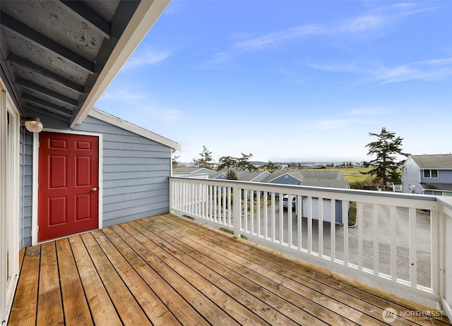 deck with a residential view