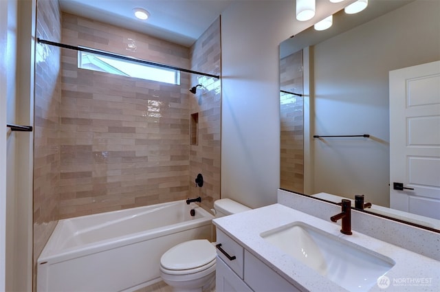 20907 150th St E Unit 1460, Bonney Lake, WA 98391 - bathroom featuring toilet, bathtub / shower combination, and vanity