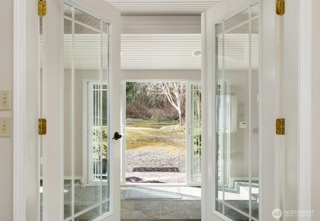 entryway featuring french doors