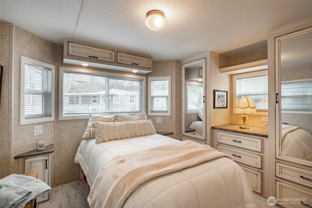 bedroom with a textured ceiling