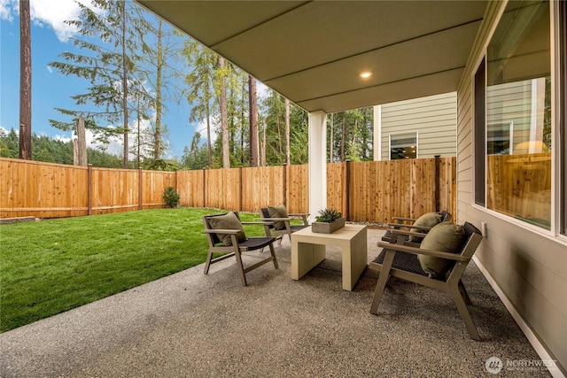 view of patio / terrace featuring a fenced backyard