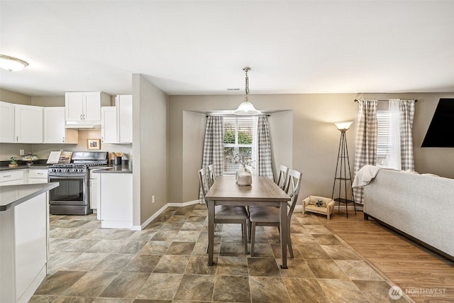 dining room featuring baseboards and stone finish flooring