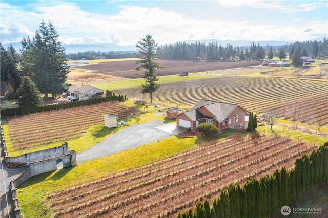 bird's eye view with a rural view