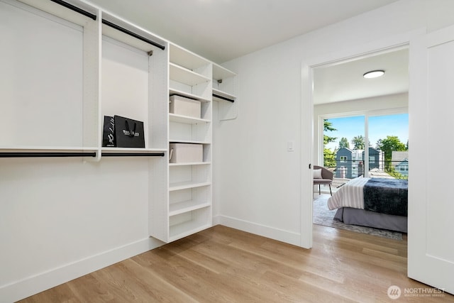 walk in closet featuring light wood finished floors