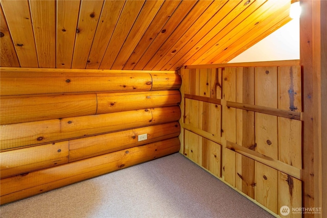 bonus room featuring wood ceiling and carpet