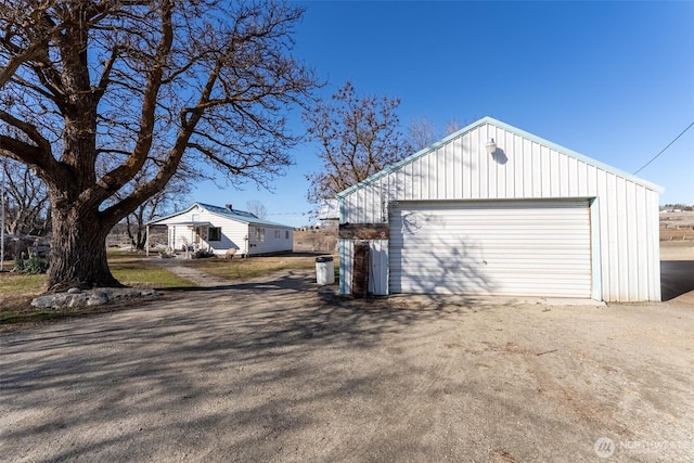 view of detached garage