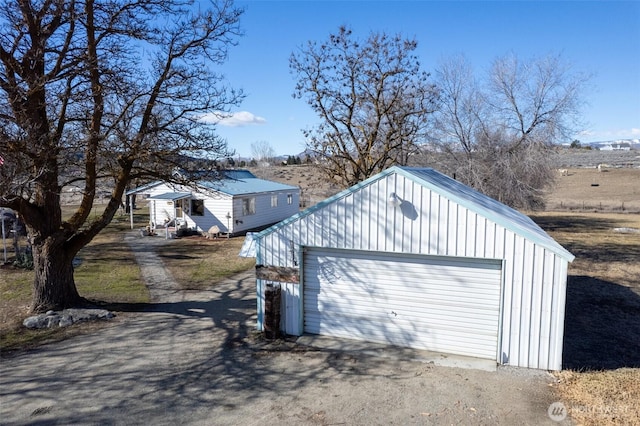 view of detached garage