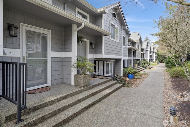 view of exterior entry featuring a residential view