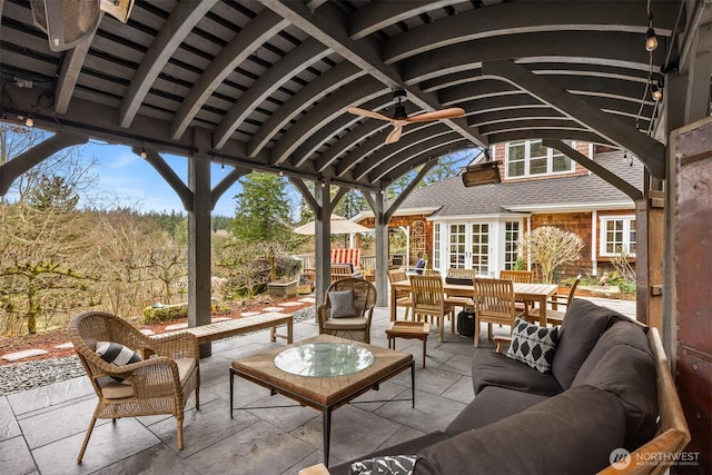 view of patio with french doors and an outdoor living space