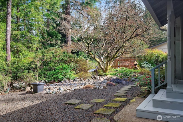 view of yard with fence