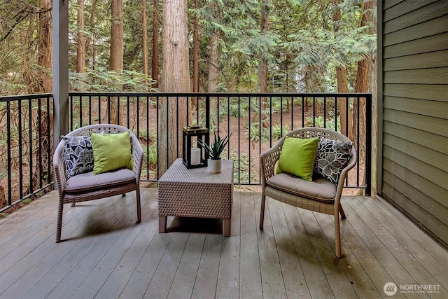 balcony with a view of trees