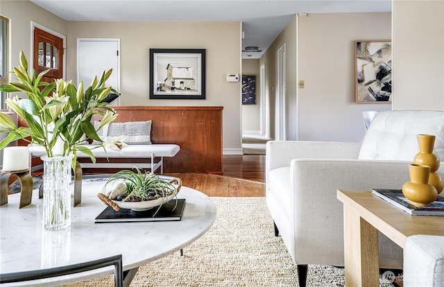 living area featuring wood finished floors