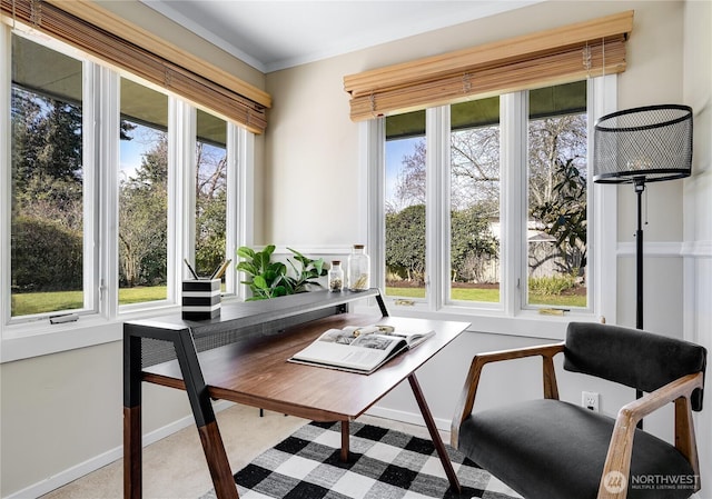 interior space featuring baseboards and ornamental molding