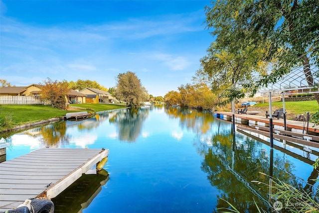 view of dock featuring a water view