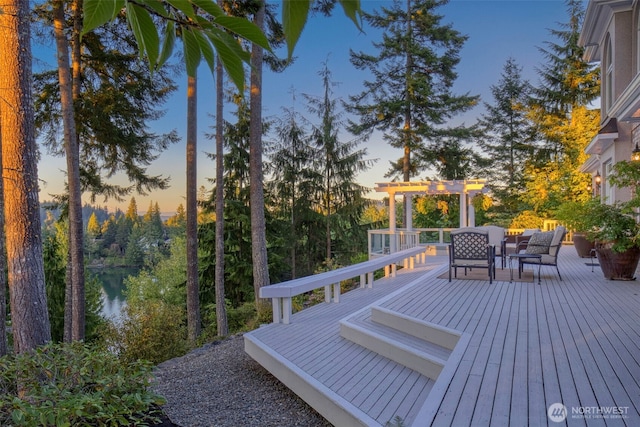 deck featuring a pergola