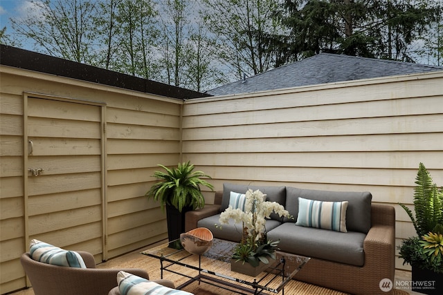 view of patio / terrace featuring an outdoor living space