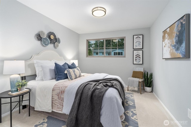 bedroom featuring baseboards and carpet