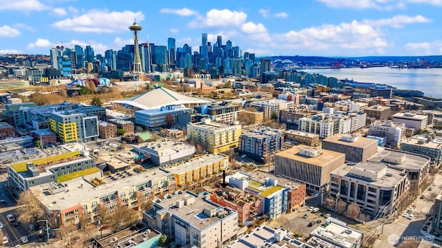 property's view of city featuring a water view