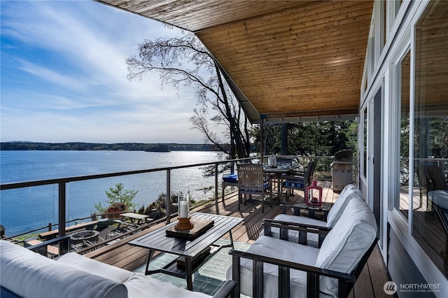 balcony with a water view