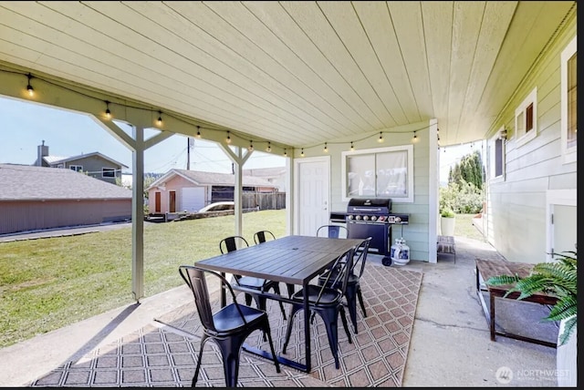 view of patio featuring outdoor dining area and area for grilling