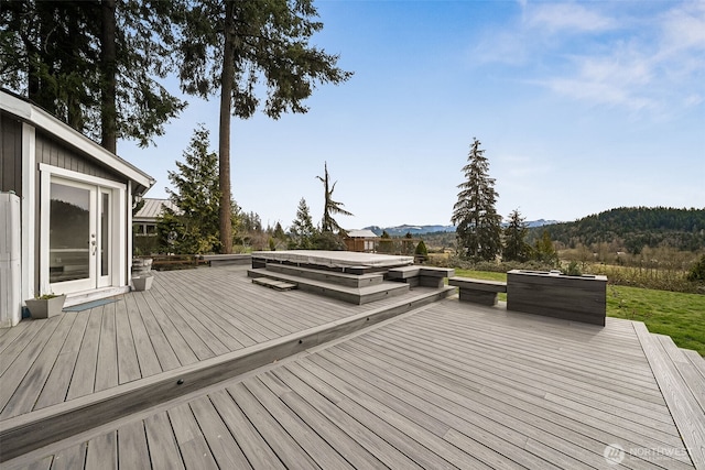 deck featuring a mountain view