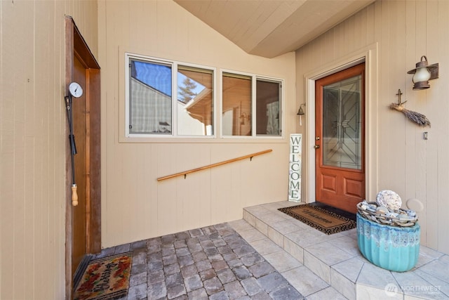 doorway to property with a patio